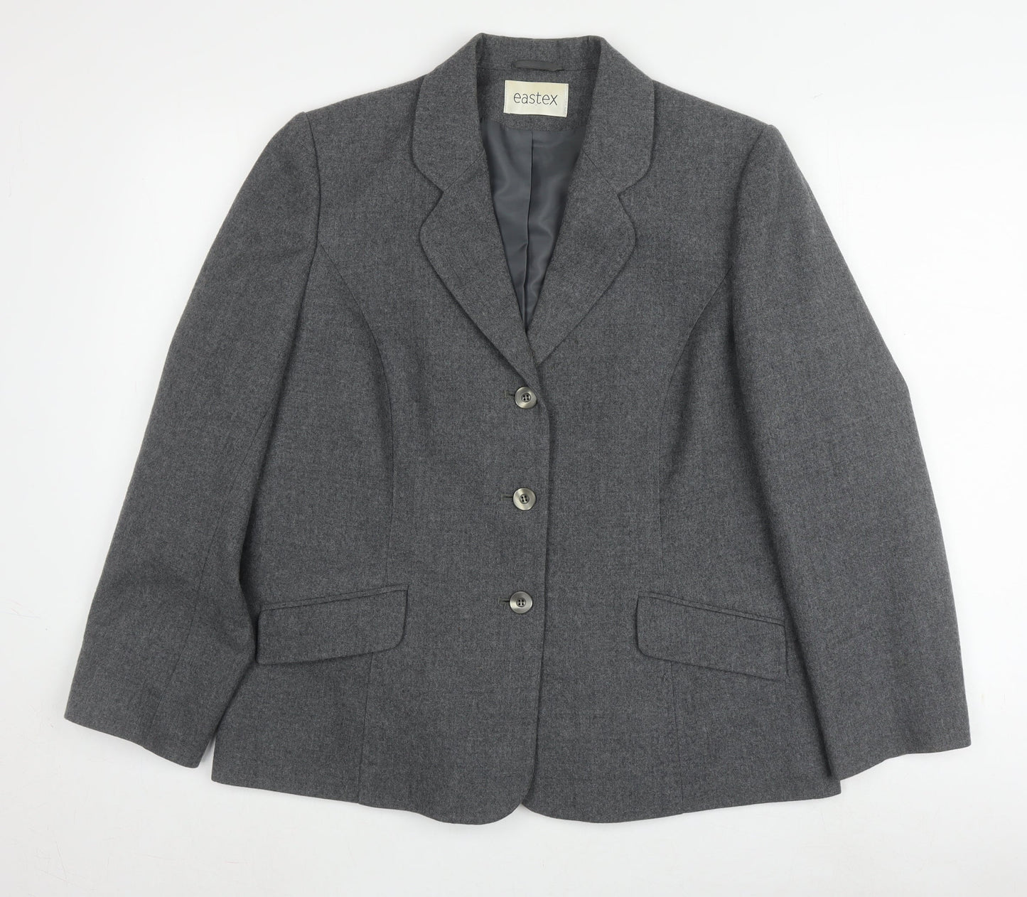 Eastex Women's Grey Wool Blend Blazer, Size 14