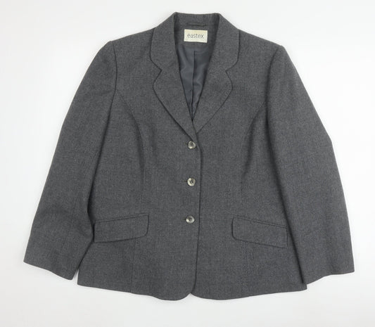 Eastex Women's Grey Wool Blend Blazer, Size 14
