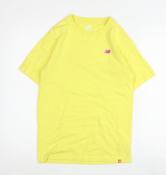 New Balance Men's Yellow Crew Neck Logo T-Shirt S