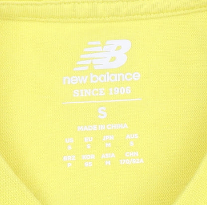 New Balance Men's Yellow Crew Neck Logo T-Shirt S