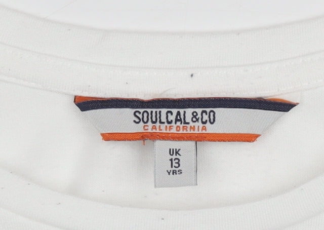 Soulcal & Co Boys White Long Sleeve Graphic Print T-Shirt 13 Years