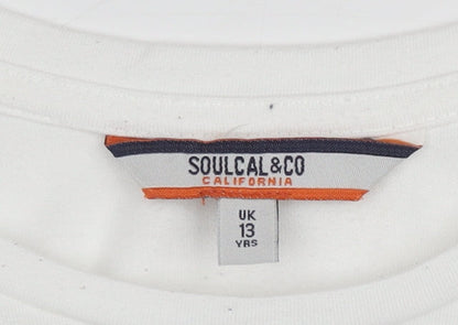 Soulcal & Co Boys White Long Sleeve Graphic Print T-Shirt 13 Years
