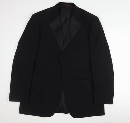 1860 Menswear Black Wool Tuxedo Blazer, Men's 42 R
