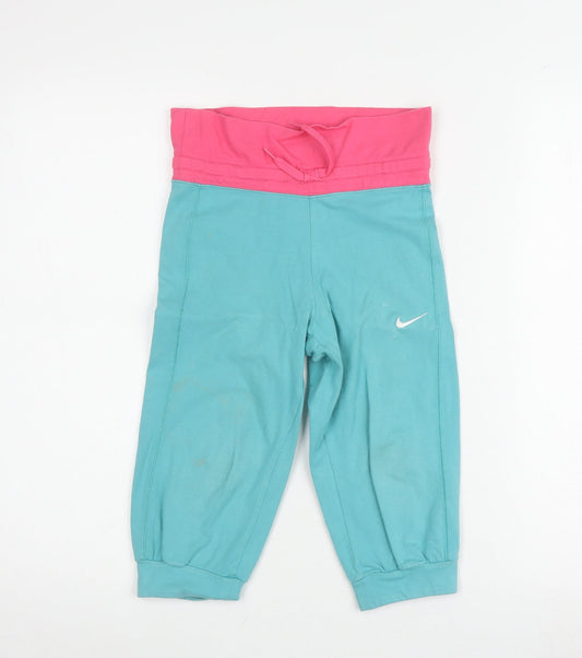 Nike Women's XS Blue Jogger Trousers, Pink Elastic Waist