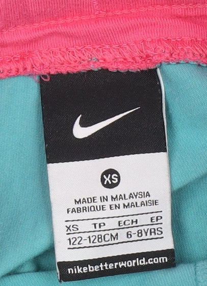 Nike Women's XS Blue Jogger Trousers, Pink Elastic Waist