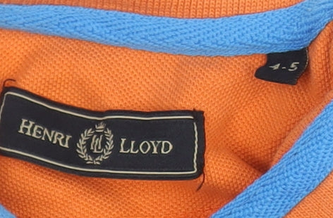 Henri Lloyd Boys Polo Shirt Orange 4-5 Years Casual Logo