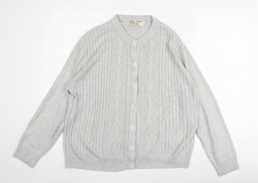 Honor Millburn Grey Women's L Cardigan, Button Accents