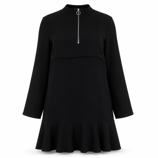 Front view of JACQUELINE de YONG Black A-Line Dress, size 10