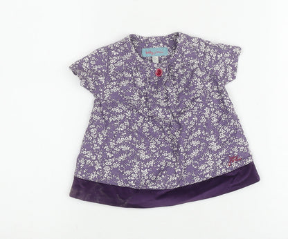 Joules Girls Purple Floral Blouse 0-3 Months