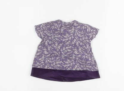 Joules Girls Purple Floral Blouse 0-3 Months