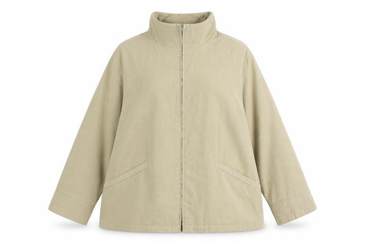 Front view of Nuage Women's Beige Mid-Length Jacket, size 22