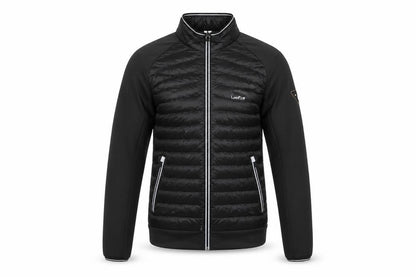 Front view of Decathlon Men's Black Basic Jacket, size L, Gym Style