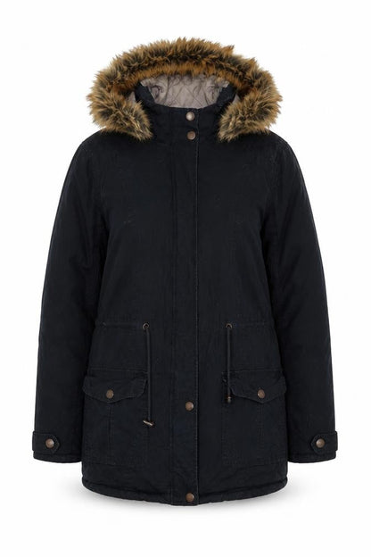 Womens UK Size 14 M&Co Black Parka Coat