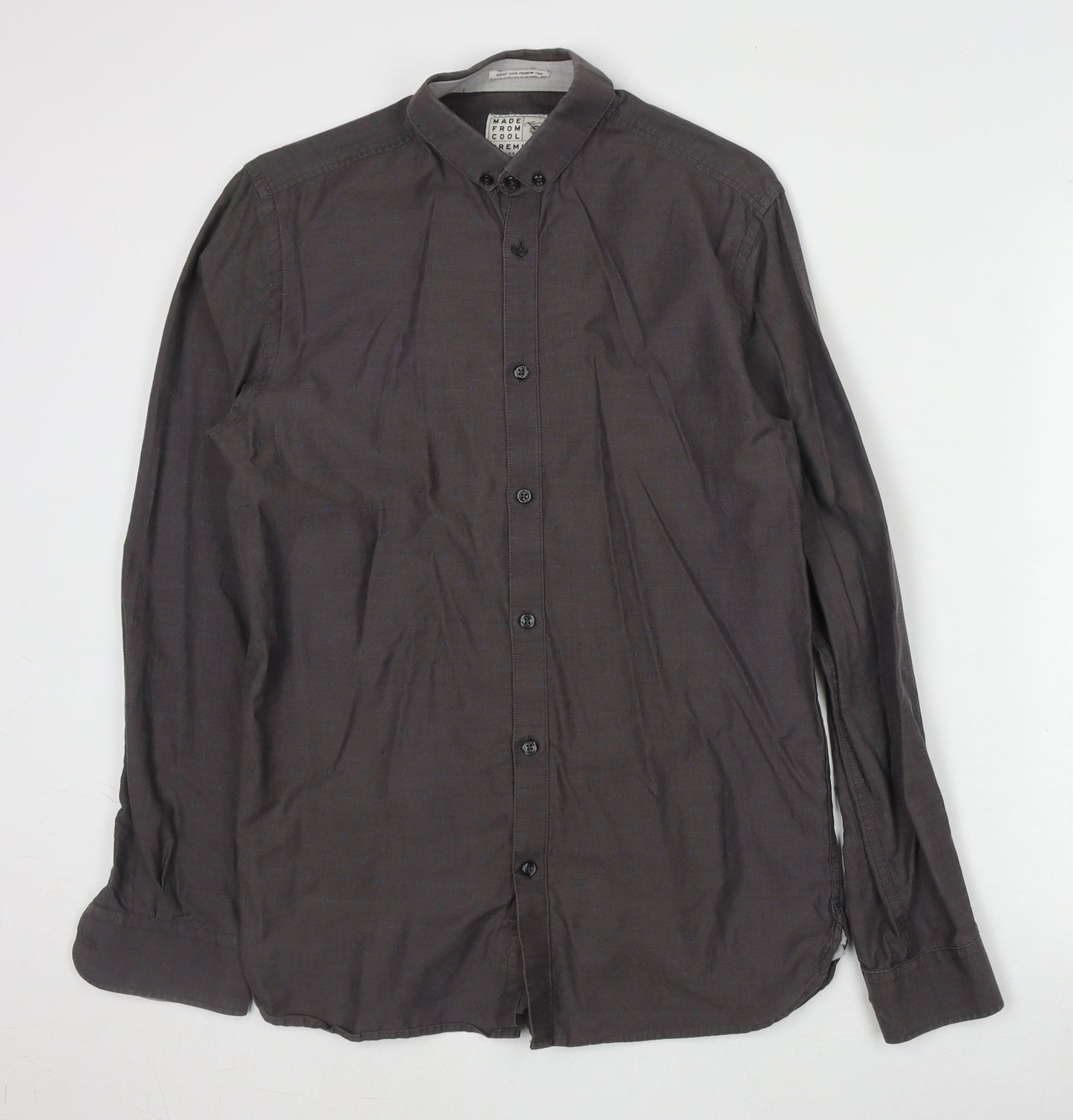 Jack & Jones Men's Grey Long Sleeve Cotton Shirt S