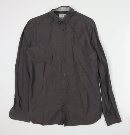 Jack & Jones Men's Grey Long Sleeve Cotton Shirt S