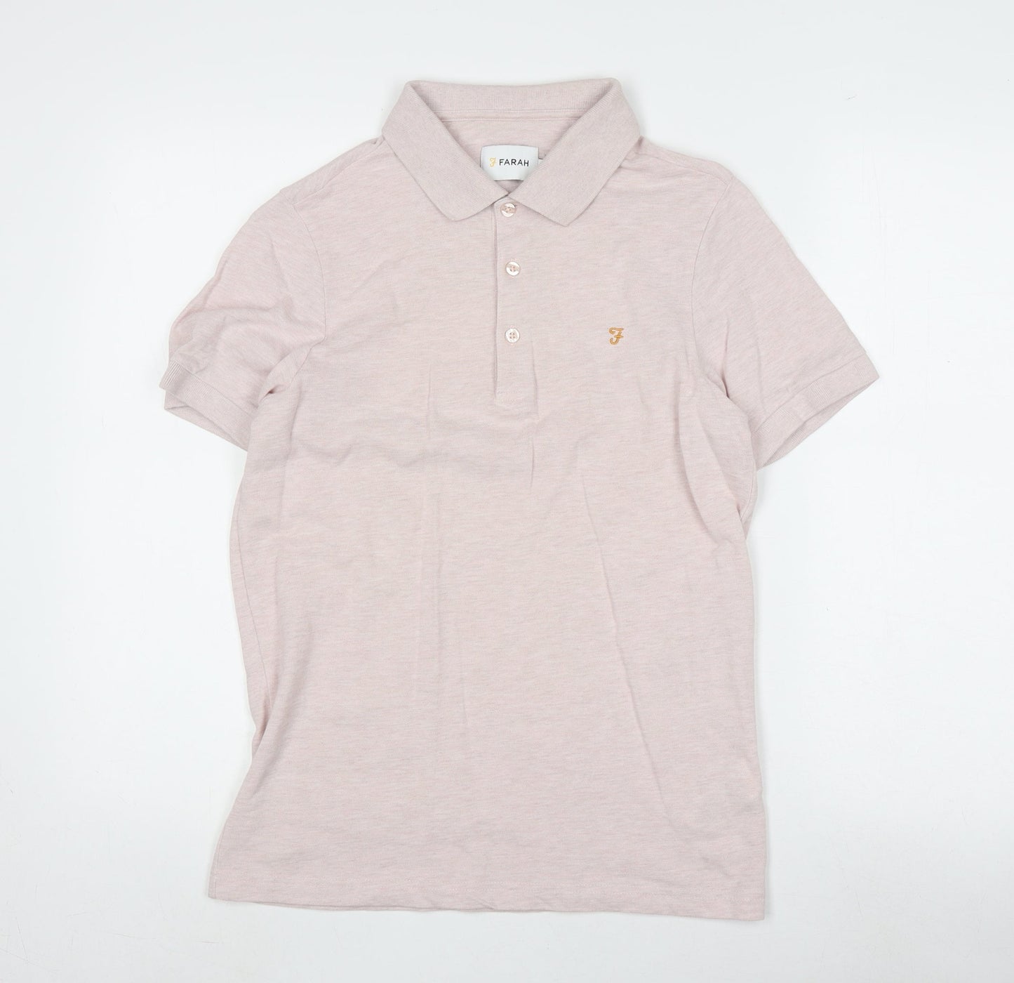 Farah Men's Pink Polo Shirt - Size S, Short Sleeve