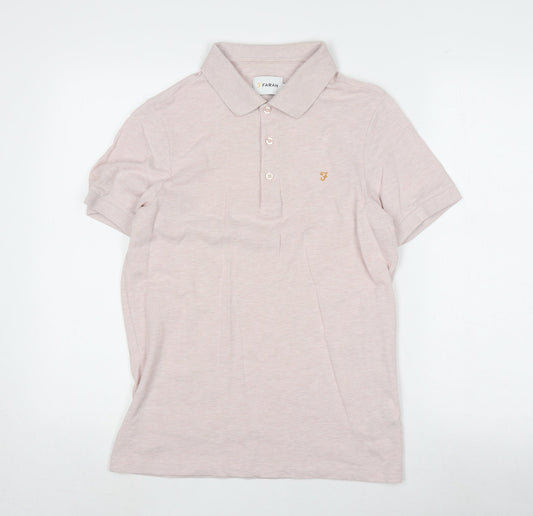 Farah Men's Pink Polo Shirt - Size S, Short Sleeve