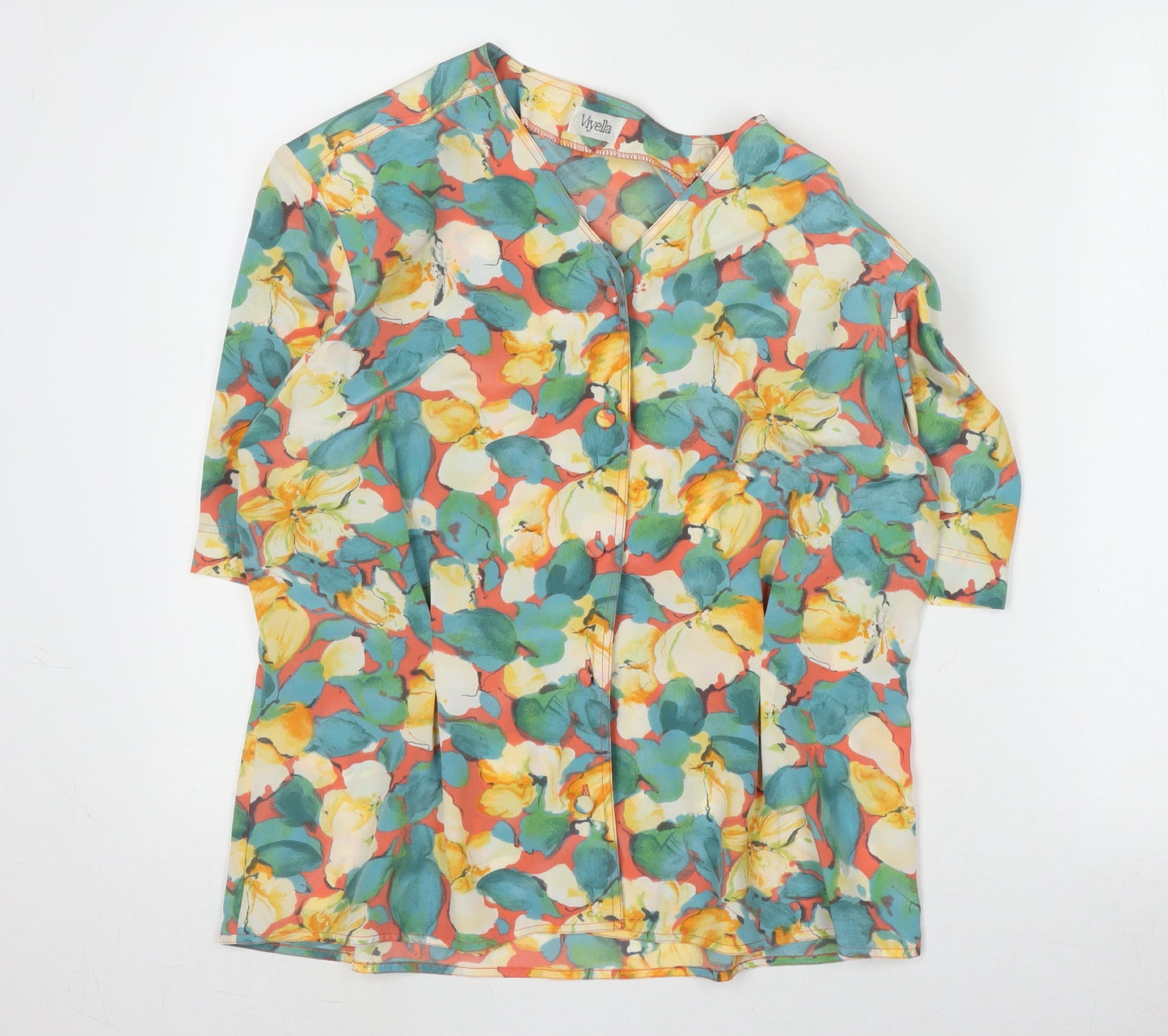 Womens UK Size 12 Viyella Multicoloured Tunic Blouse