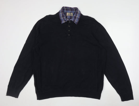 North Coast Men's Black 2XL Henley Jumper, Cotton