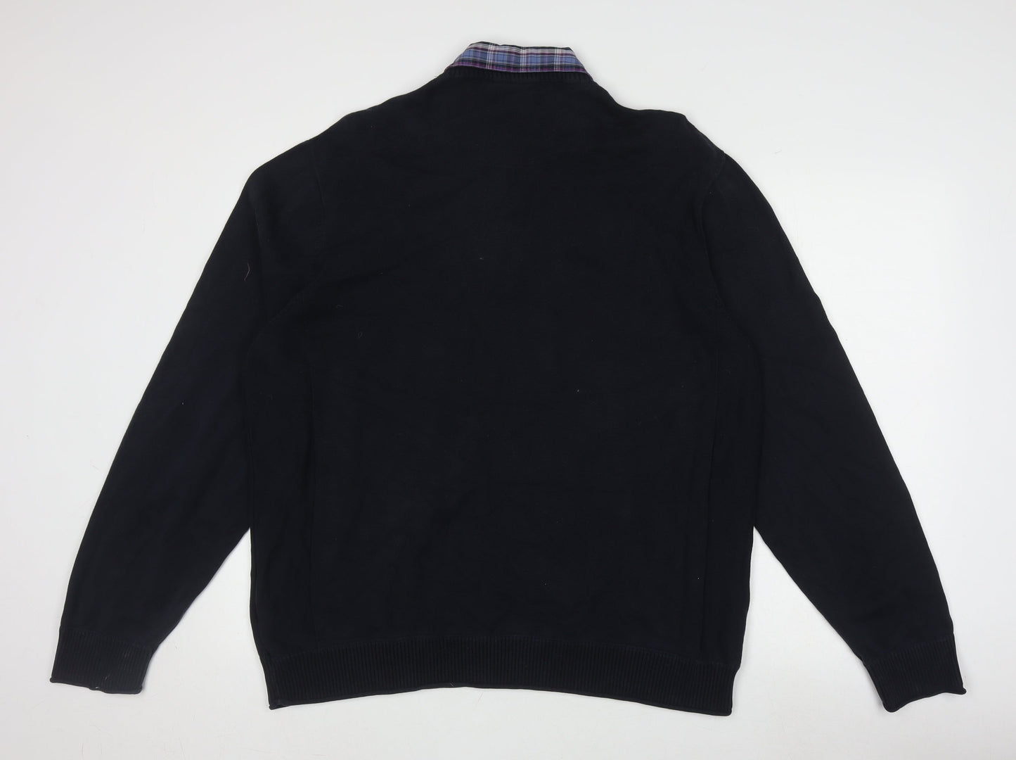 North Coast Men's Black 2XL Henley Jumper, Cotton