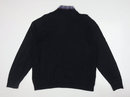 North Coast Men's Black 2XL Henley Jumper, Cotton