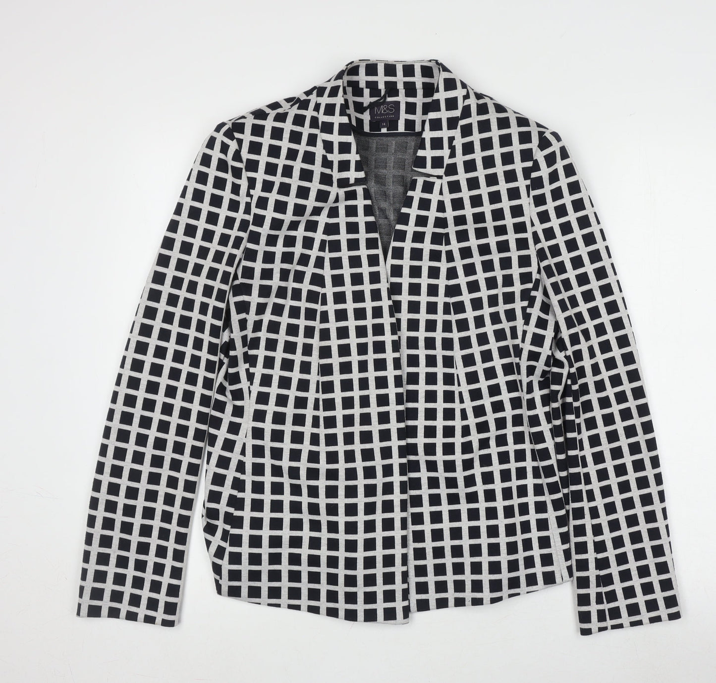 Marks and Spencer Women's Blazer, Size 14, Black Check