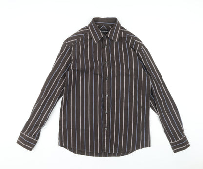 Marks and Spencer Men's Brown Striped Shirt - Size S