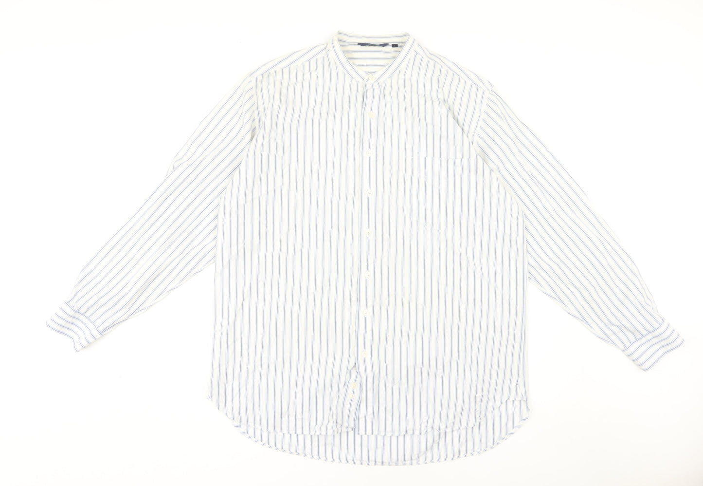 Boden Men's White Striped Long Sleeve Shirt - Large