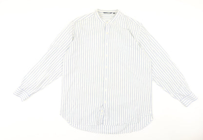 Boden Men's White Striped Long Sleeve Shirt - Large