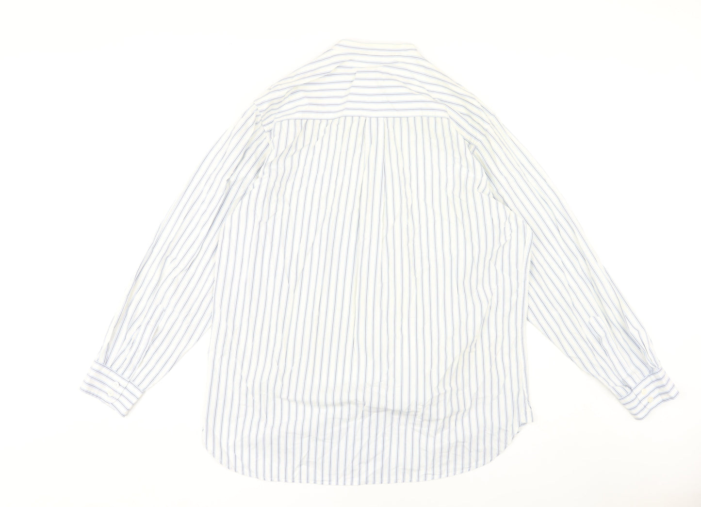 Boden Men's White Striped Long Sleeve Shirt - Large