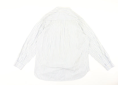 Boden Men's White Striped Long Sleeve Shirt - Large
