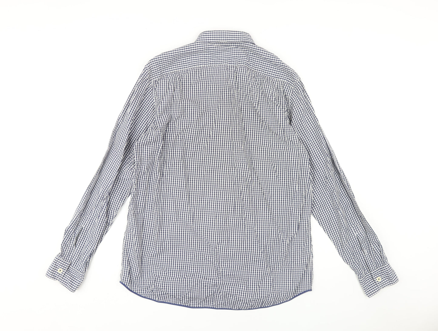 Jigsaw Men's Blue Check Cotton Button-Up Shirt, L
