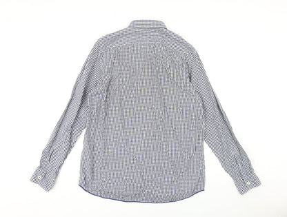 Jigsaw Men's Blue Check Cotton Button-Up Shirt, L