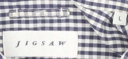 Jigsaw Men's Blue Check Cotton Button-Up Shirt, L