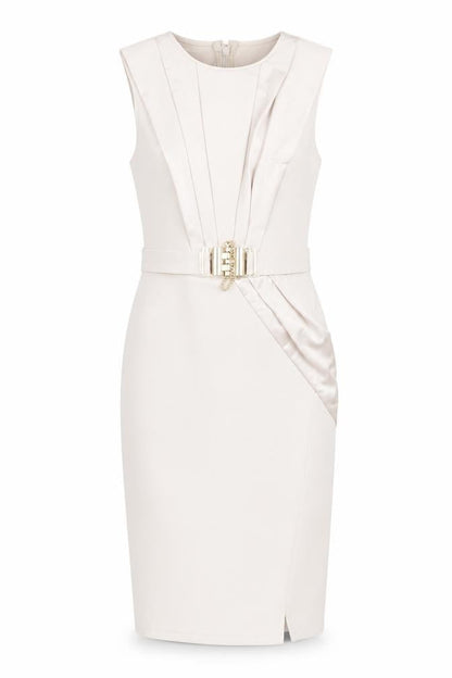 Lipsy London Ivory Sleeveless Sheath Dress - Size 8