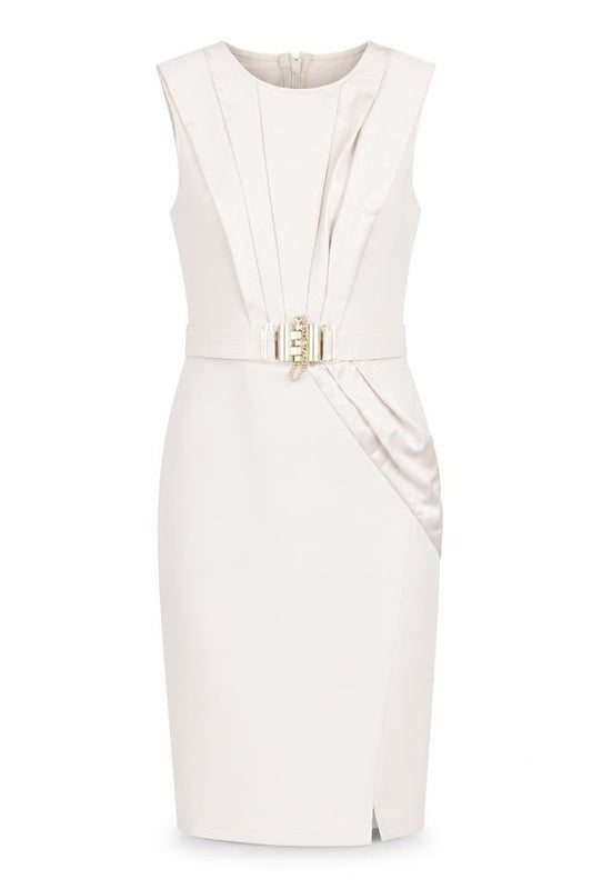 Front view of Lipsy London Ivory Sleeveless Sheath Dress -, size 8