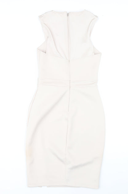 Lipsy London Ivory Sleeveless Sheath Dress - Size 8