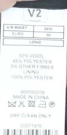 Moss London Men's Grey Check Trousers, Size 34