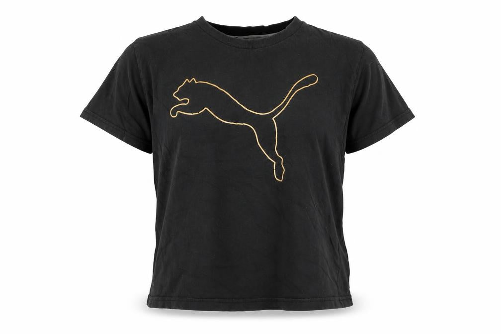 Front view of Puma Black unisex classic fit crew neck t-shirt l