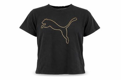 Front view of Puma Black unisex classic fit crew neck t-shirt l