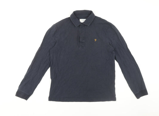 Farah Blue Men's S Long Sleeve Polo Shirt