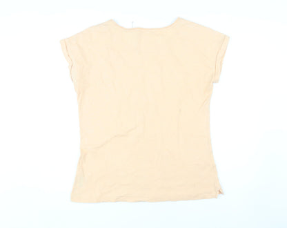 Womens UK Size 10 FatFace Beige Basic T-Shirt