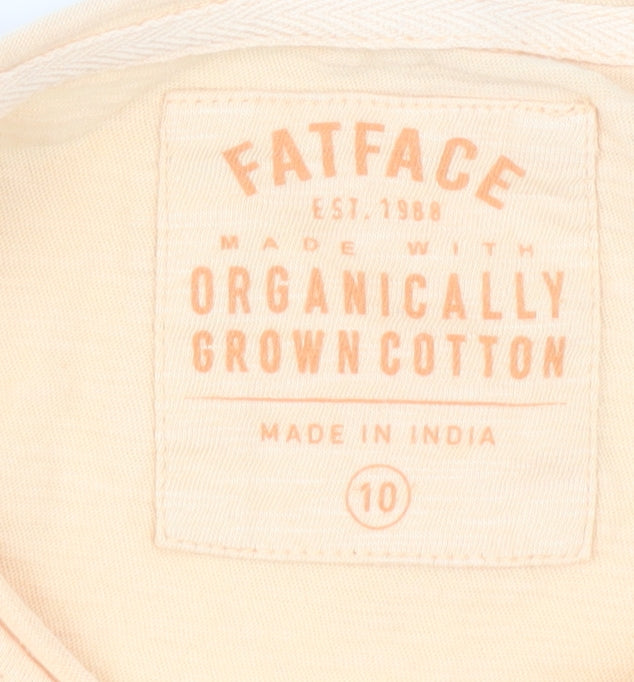 Womens UK Size 10 FatFace Beige Basic T-Shirt