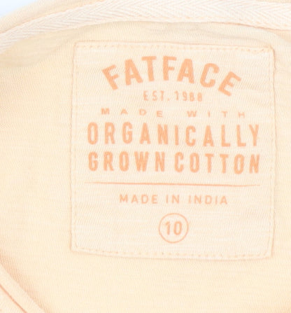 Womens UK Size 10 FatFace Beige Basic T-Shirt