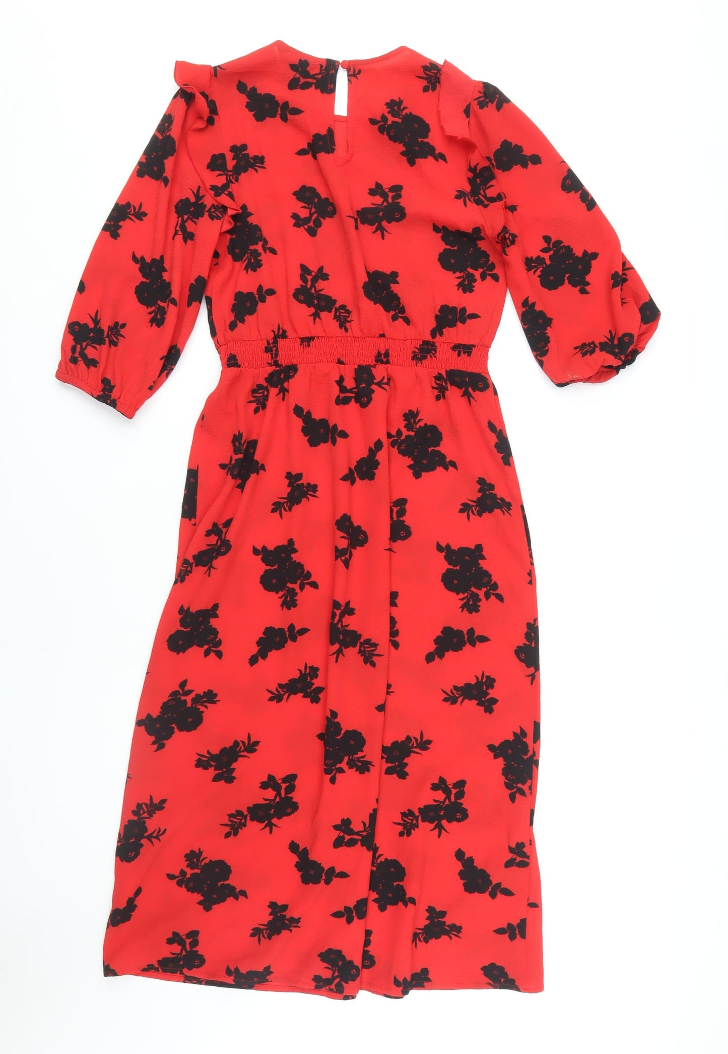 New Look Red Floral Midi Dress for Women Size 8