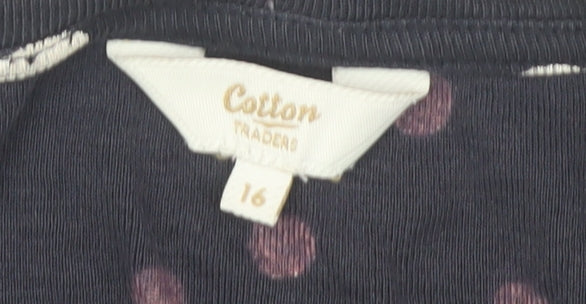 Cotton Traders Women’s Blue Polka Dot T-Shirt, Size 16
