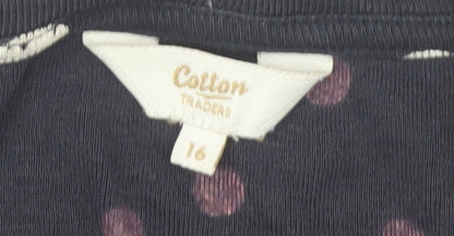 Cotton Traders Women’s Blue Polka Dot T-Shirt, Size 16