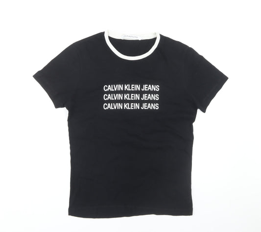 Calvin Klein Women's Black Ringer T-Shirt - Size S
