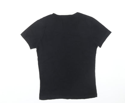 Womens UK Size S Calvin Klein Black Ringer T-Shirt