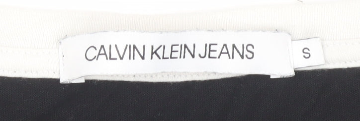 Womens UK Size S Calvin Klein Black Ringer T-Shirt